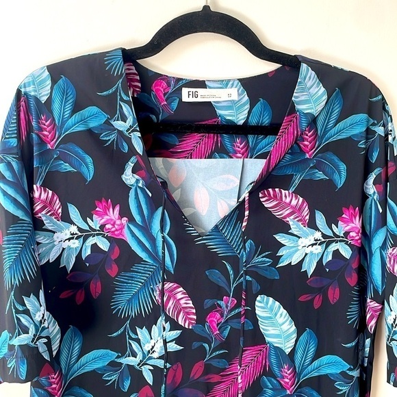 Fig FUNZI DRESS paradisio black Boxy dress V-neck Möbius LT knee length size XS - Picture 4 of 13